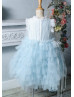 Ice Blue Ruffled Tulle Flower Girl Dress Ice Blue Ruffled Tulle Flower Girl Dress